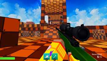 A player holding a sniper in Roblox