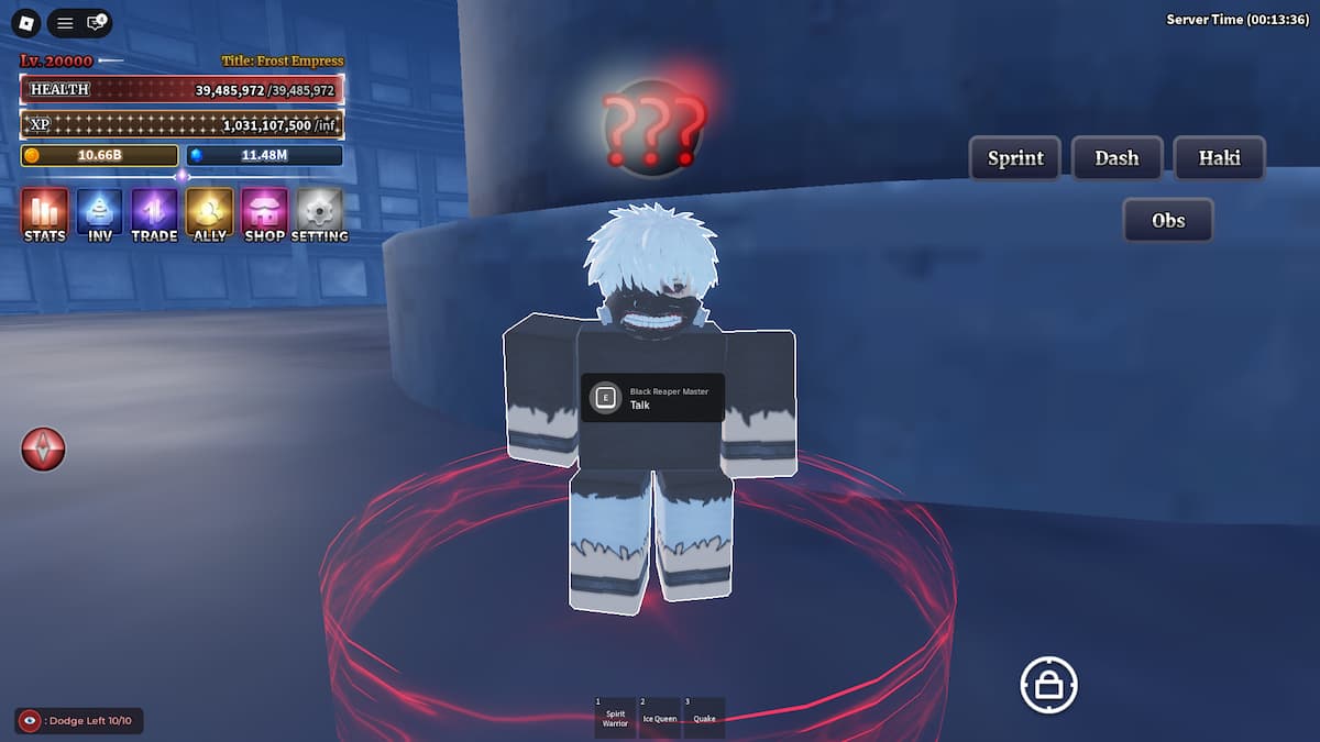 Image showing the Black Reaper Mastery NPC location in Sailor Piece