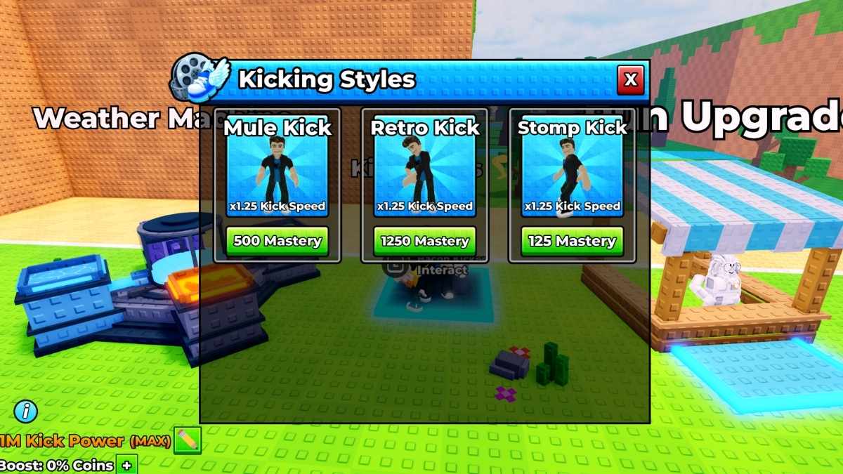 Kick Styles in Kick A Lucky Block
