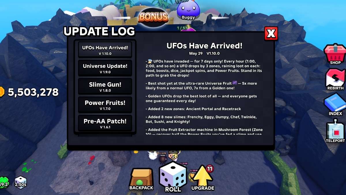 Update Log in Slime RNG