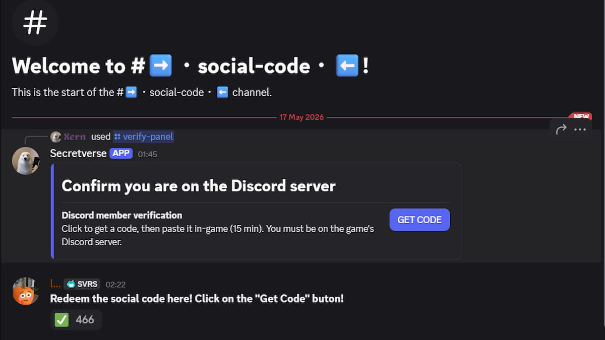 The Social Code Discord Menu section for the +1 Speed Keyboard Escape