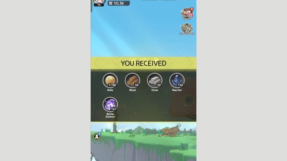 Basic resources being collected in Sword X Staff