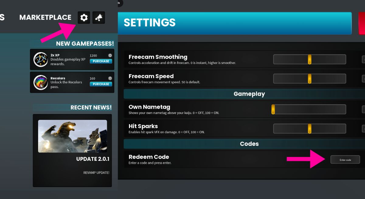 Image Showing How to Redeem Codes in Kaiju Unleashed Roblox