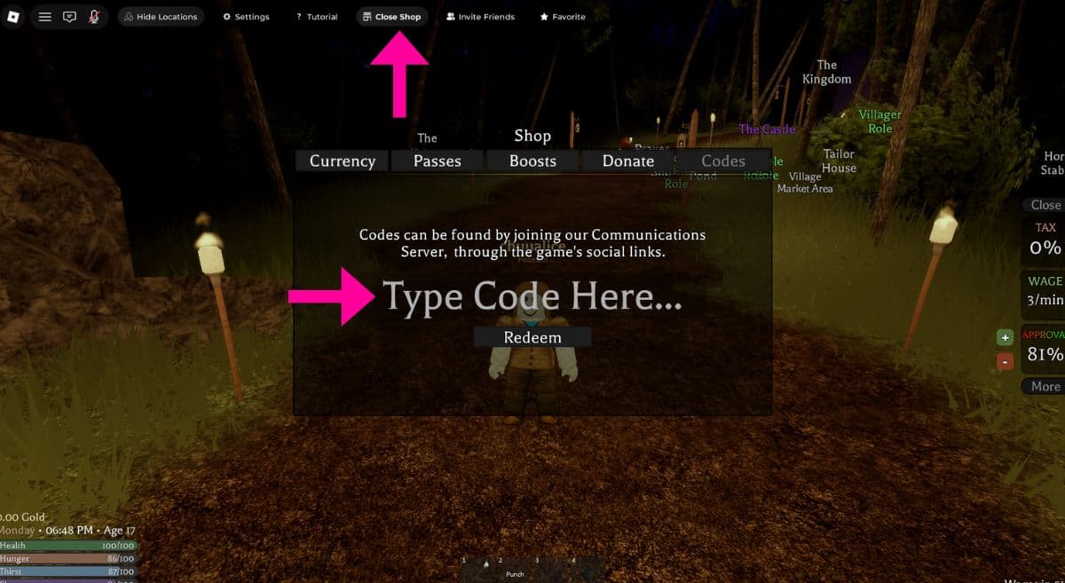 How to Redeem Codes in Medieval Life