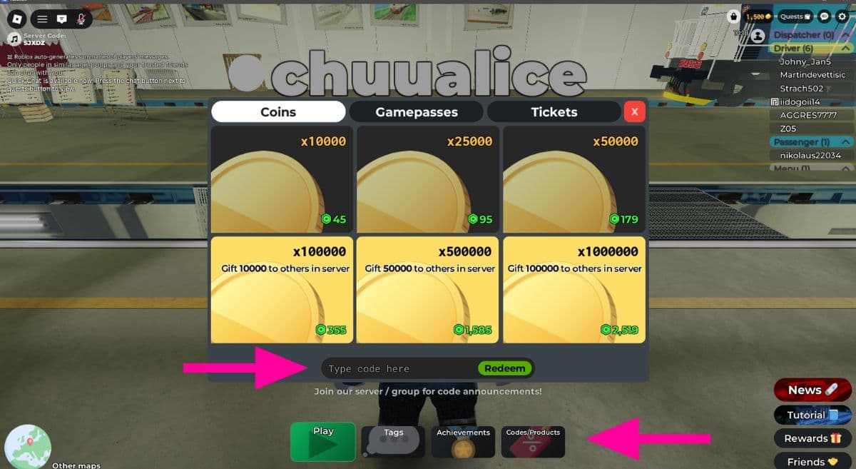 Image Showing How to Redeem Codes in Train Sim