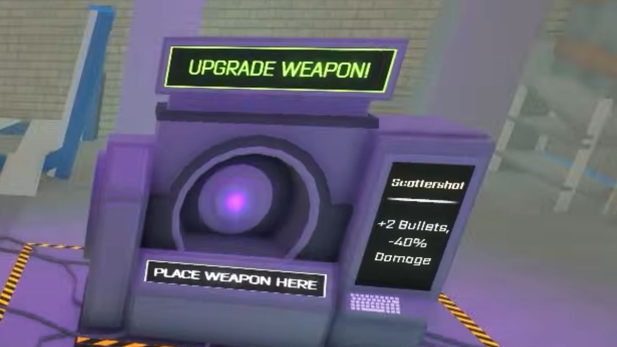 A repaired Weapon Upgrader in Survive the Apocalypse, showing the Scattershot enchantment