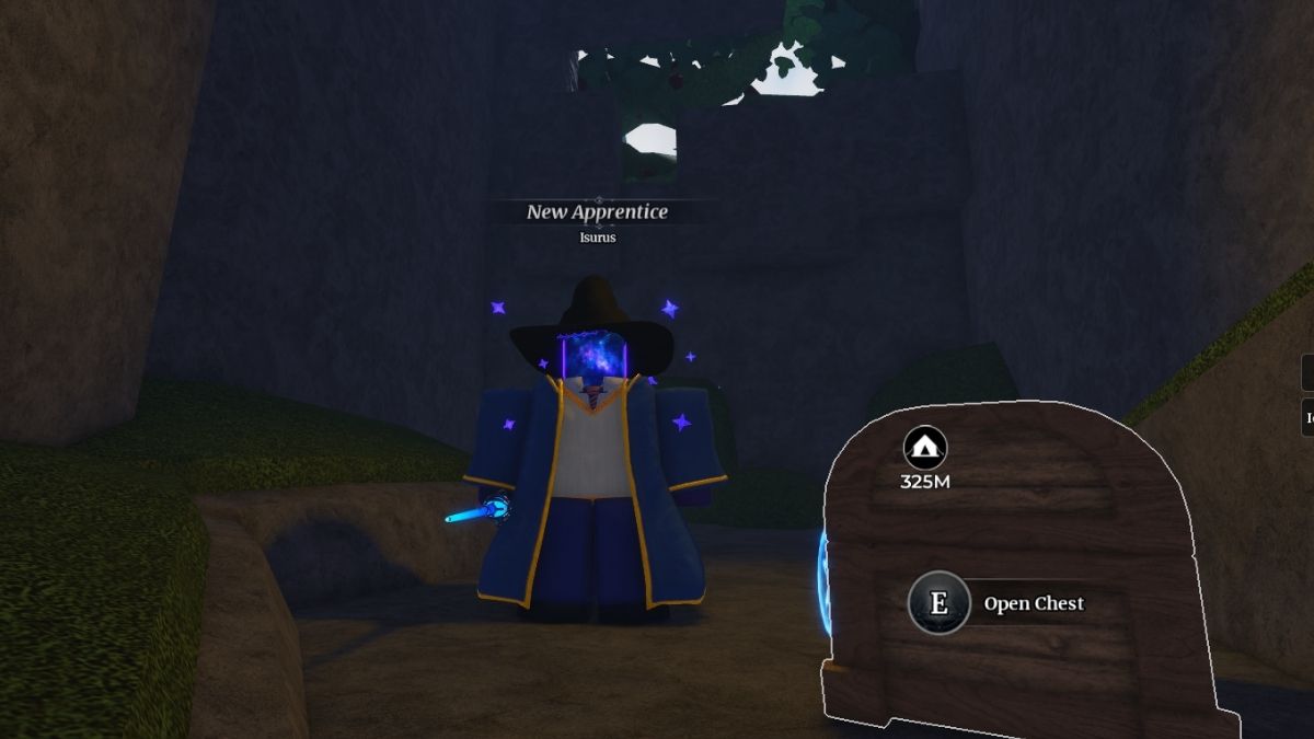 Hidden chest location inside of a cave behind a magic wall in Wizard Alchemy