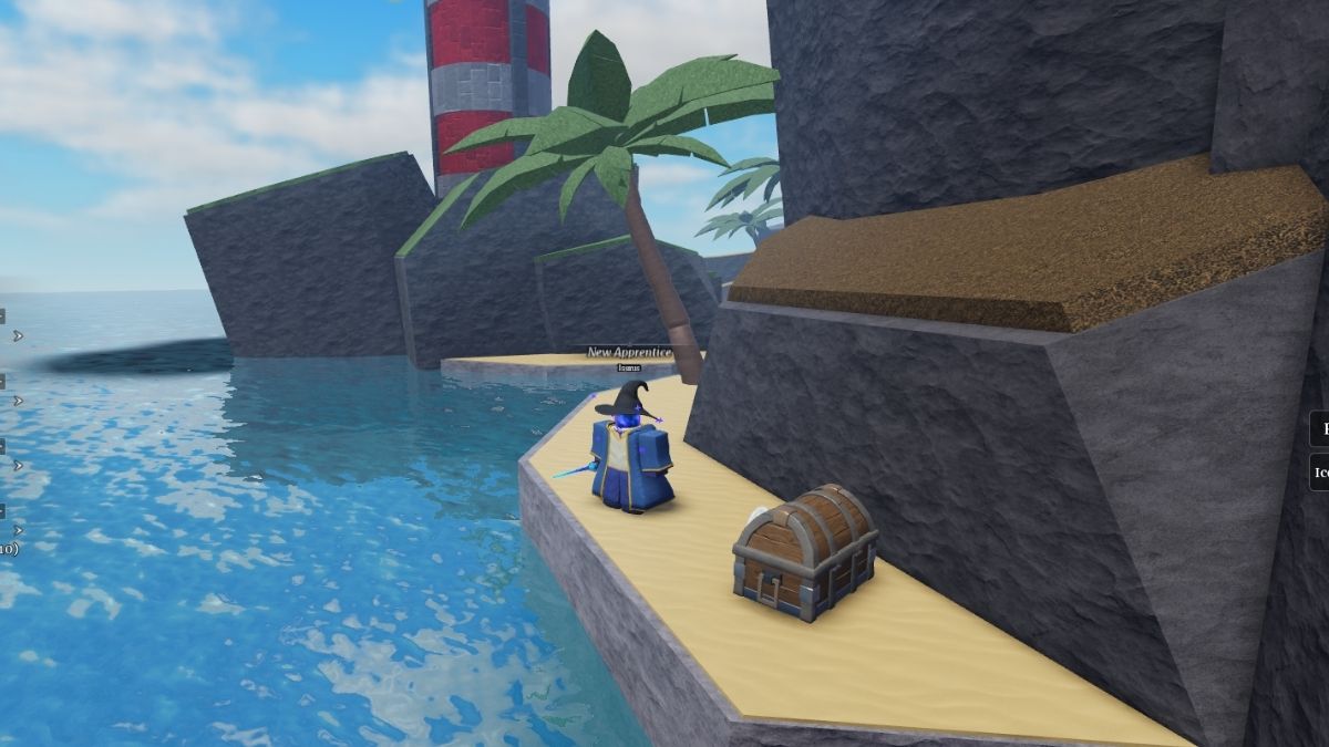 This chest is located on an island next to a lighthouse in Wizard Alchemy