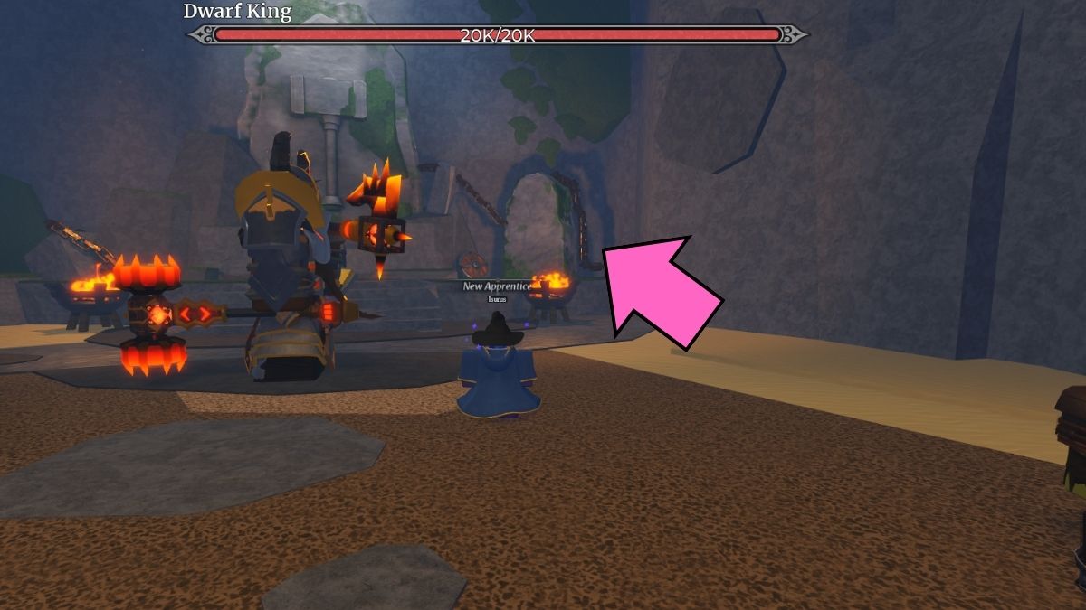 Th chest is behind a rock at the location where the Dwarf Kind spawns