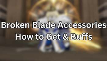image showing a Broken Blade accessory in the background with some text