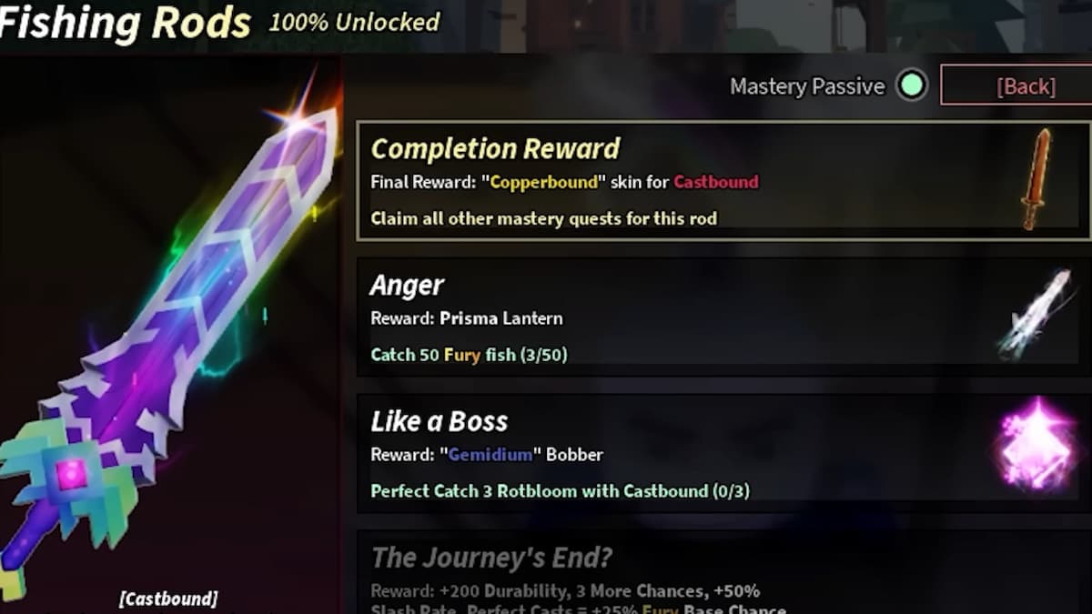 The Castbound Mastery Task Menu
