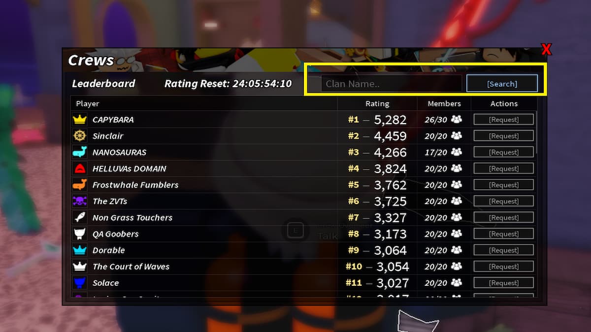 The Fisch Crew Leaderboard Search bar