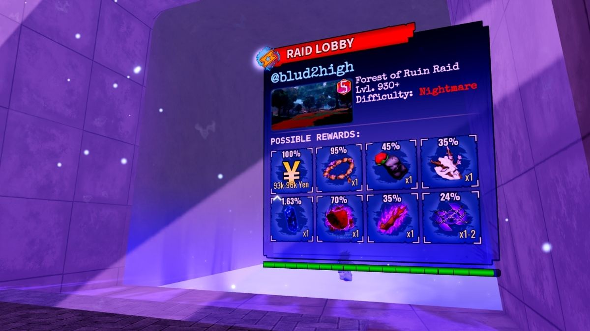 Forest of Ruin Raid interface in Kaizen
