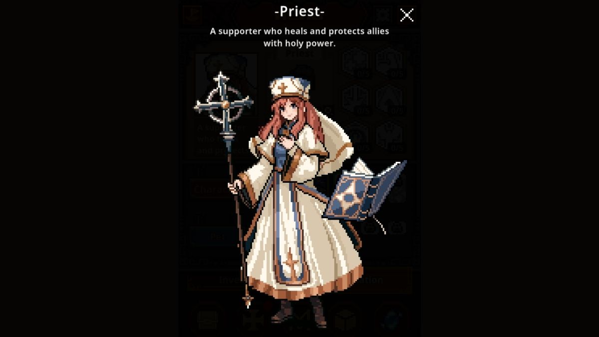Priest hero details in TBH Task Bar Hero