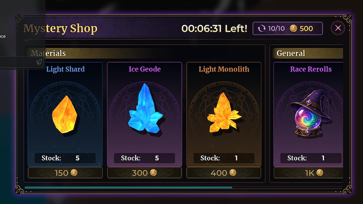 The Traveling Merchant shop in Wizard Alchemy