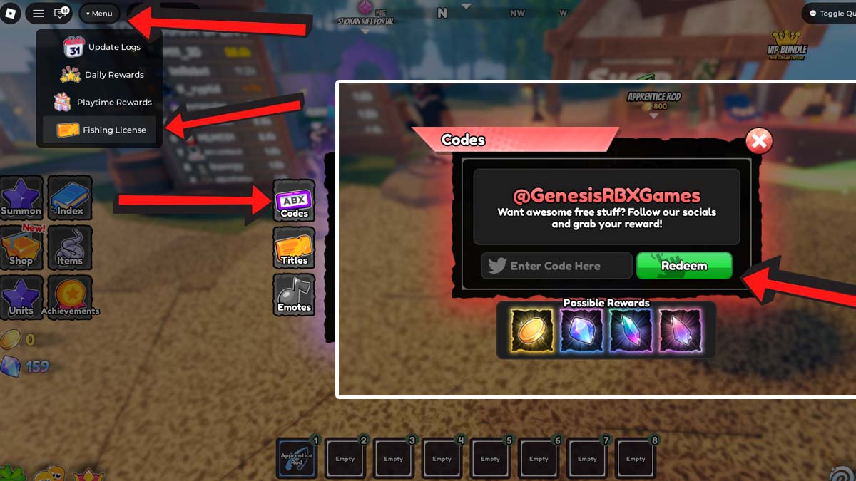 Anime Fishing Odyssey Codes Redemption System In Game.