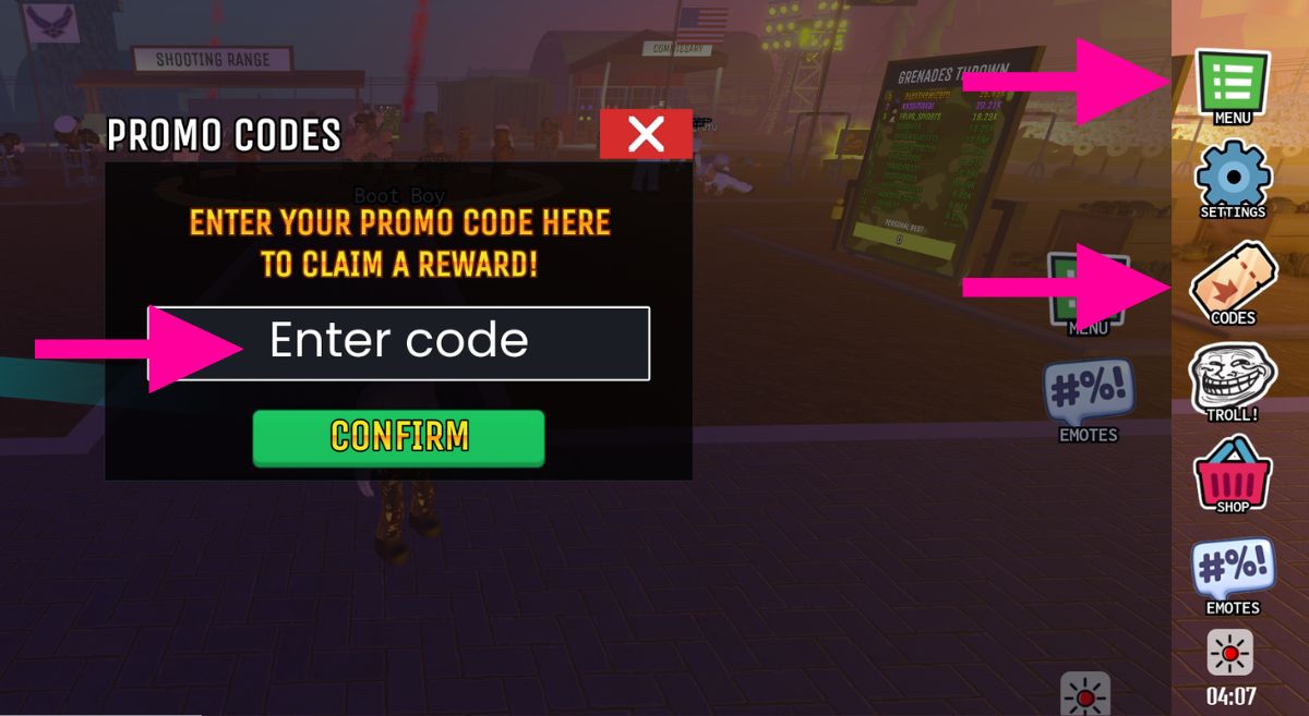 How to Redeem Codes in Muscle Military
