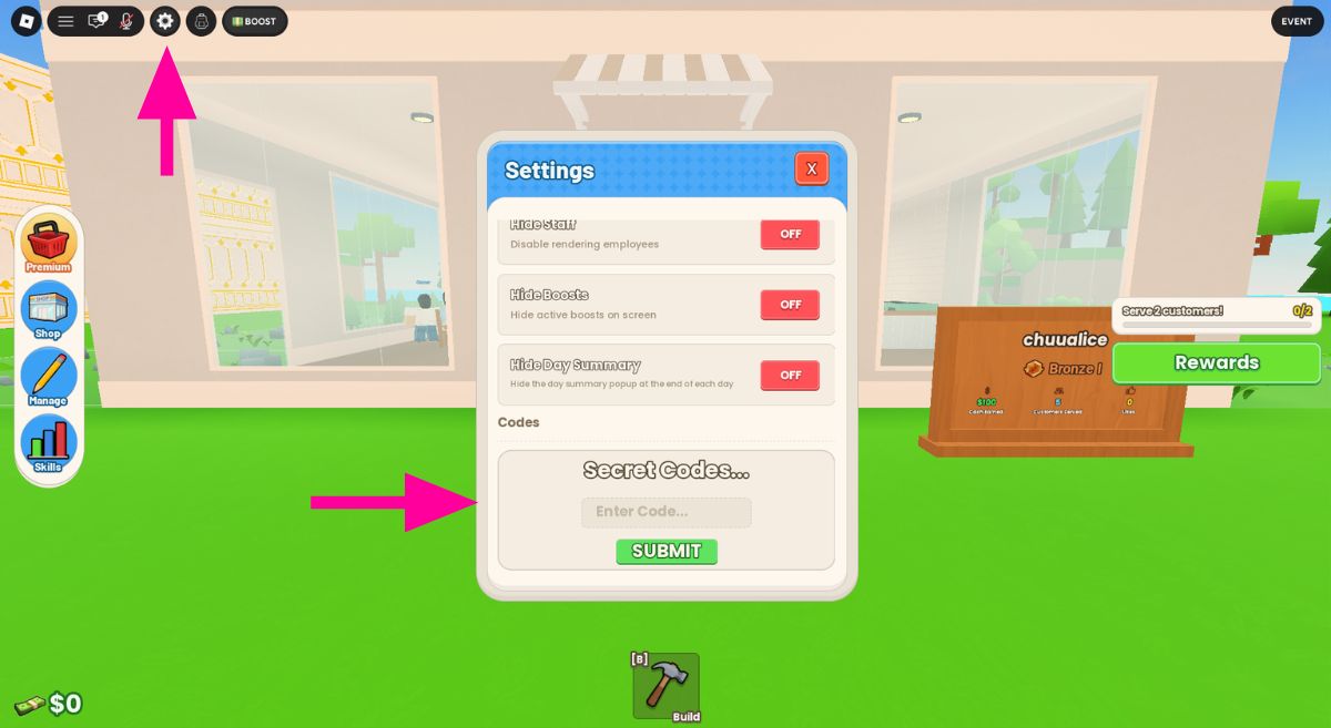 How to Redeem Codes in Run a Restaurant