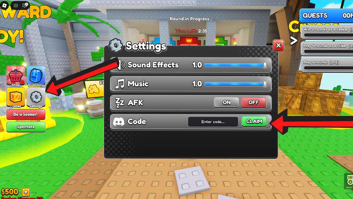 Paint And SEEK Codes Redemption System.