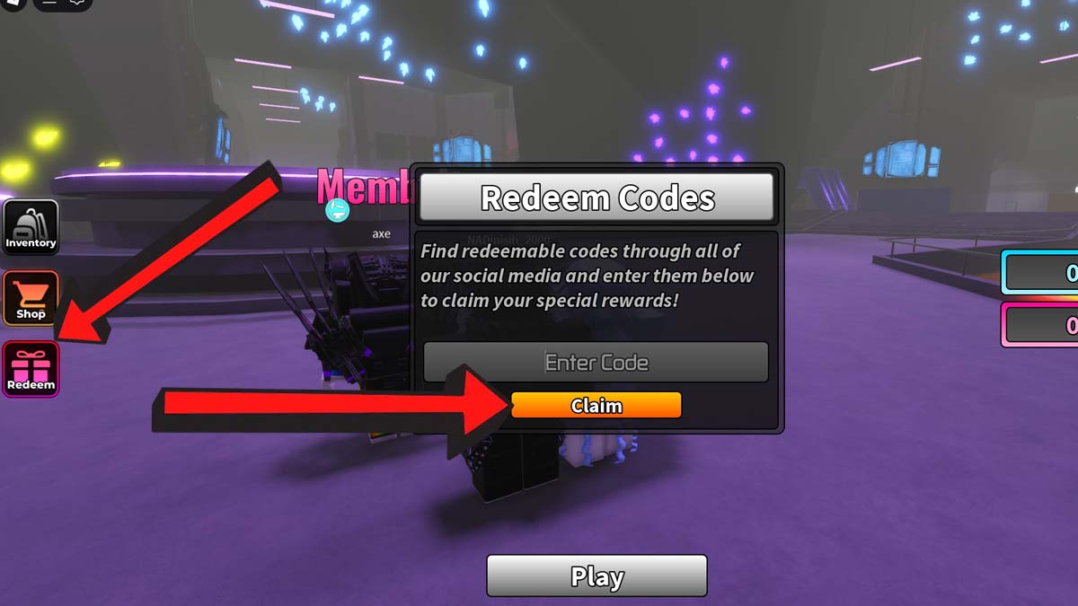 How To Redeem Ultra Toilet Fight 2 Codes showing the arrow pointing to the Codes Tab