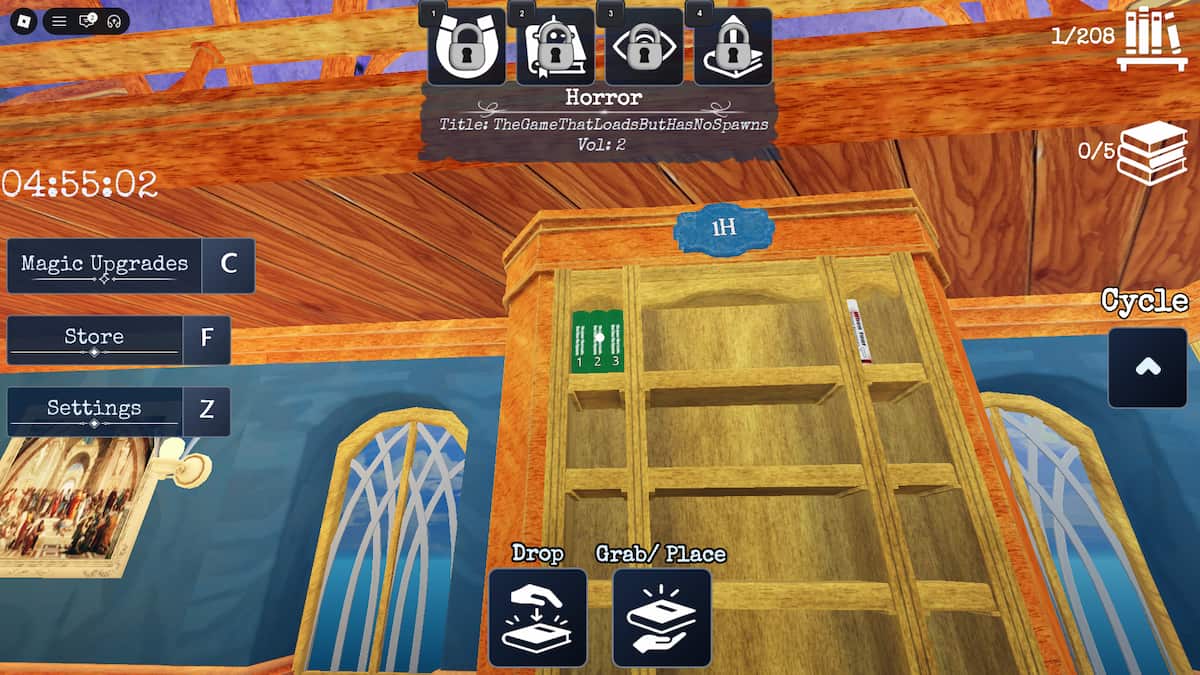 image showing a 3 volume book shelf in Clean the Library