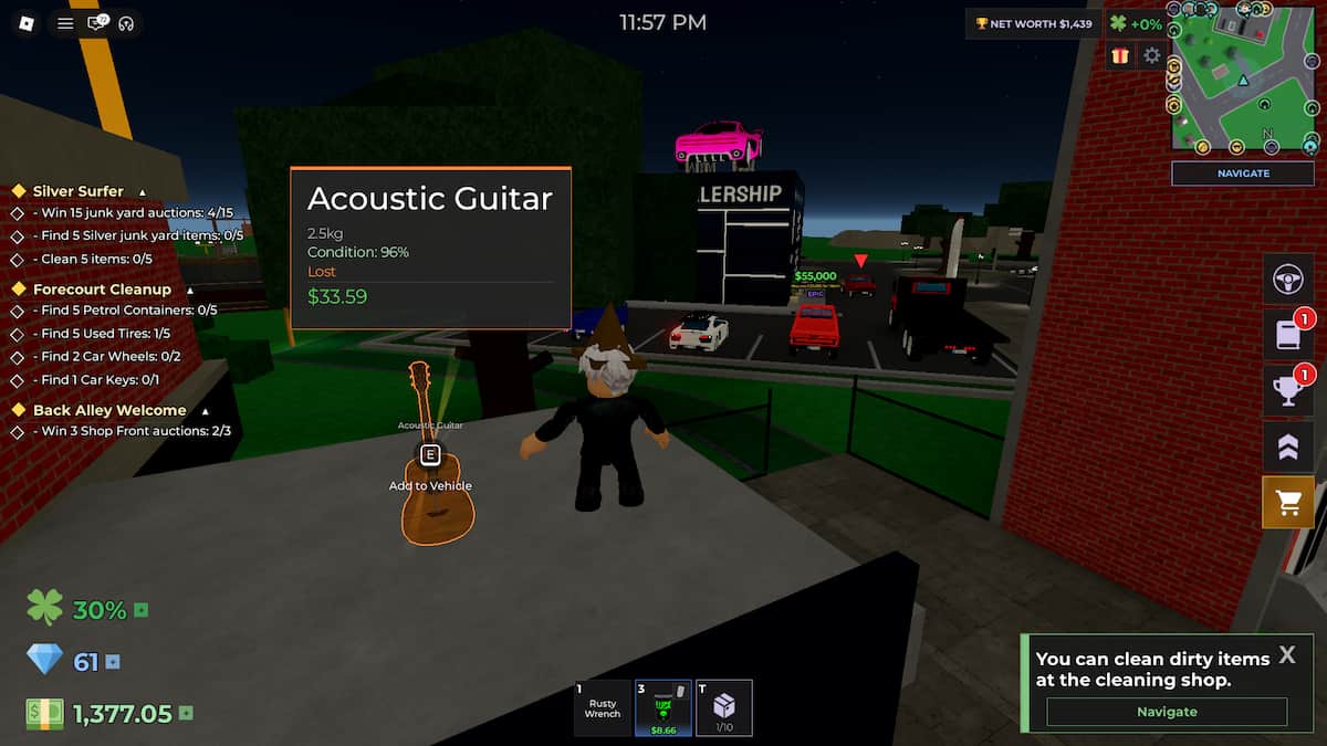 image showing location of the Acoustic Guitar Lost Item