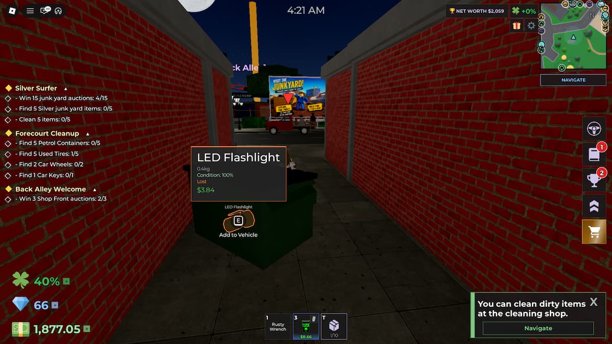 image showing location of the LED Flashlight in Storage Hunters Open World