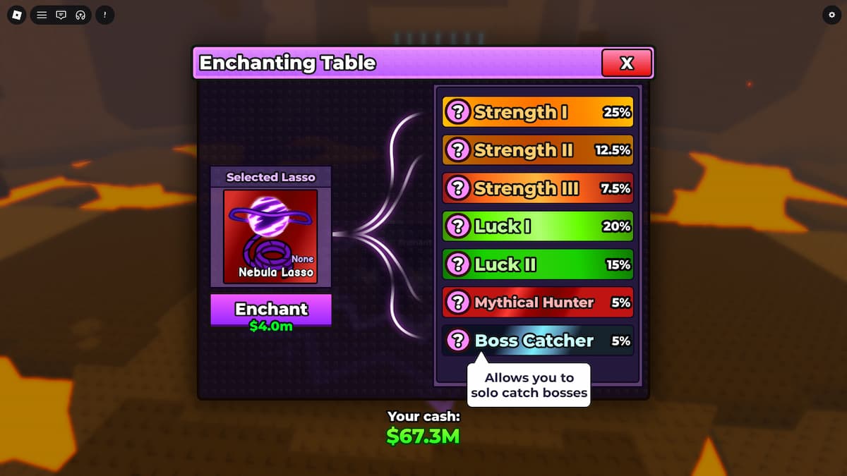 image showing the Boss Catcher Enchant in Catch and Tame