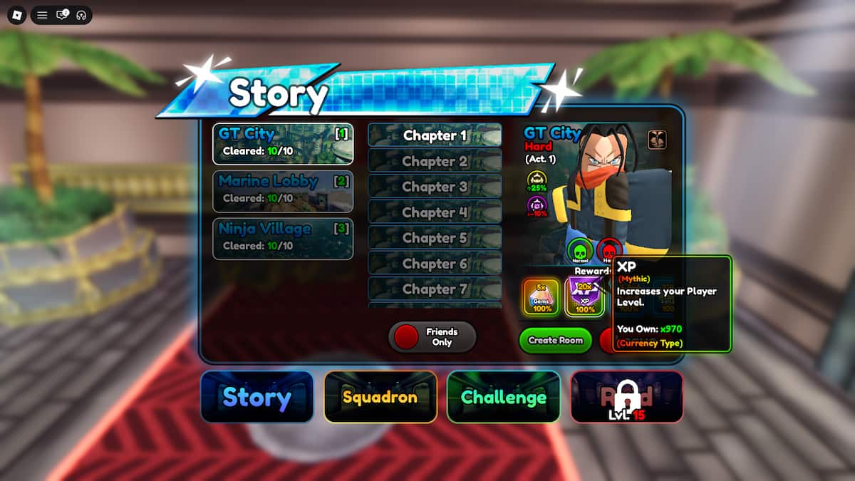 image showing the Player XP farm in Anime Squadron