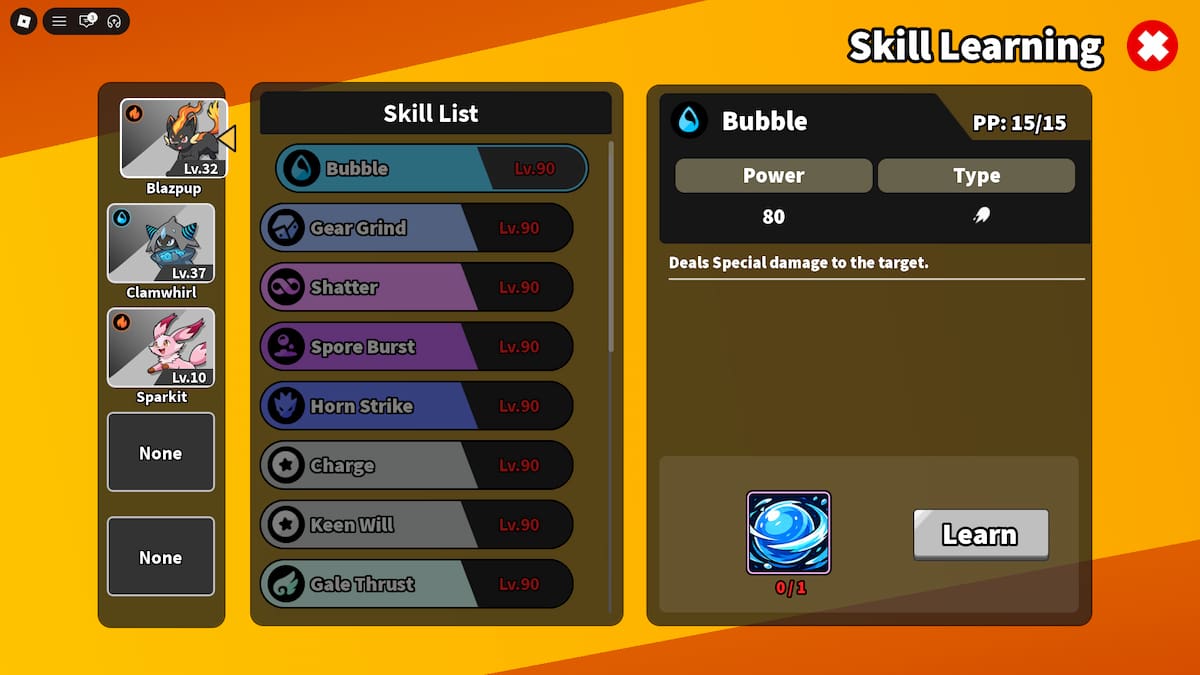 image showing the Skills Shop in Evomon