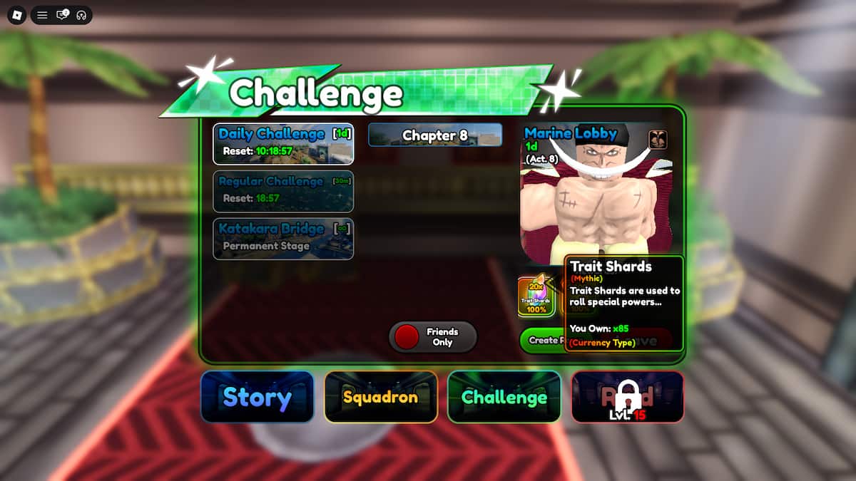 image showing the Trait Shards farm in Anime Squadron