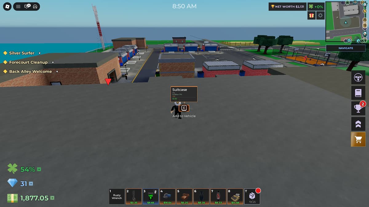 image showing the location of the Suitcase Lost Item