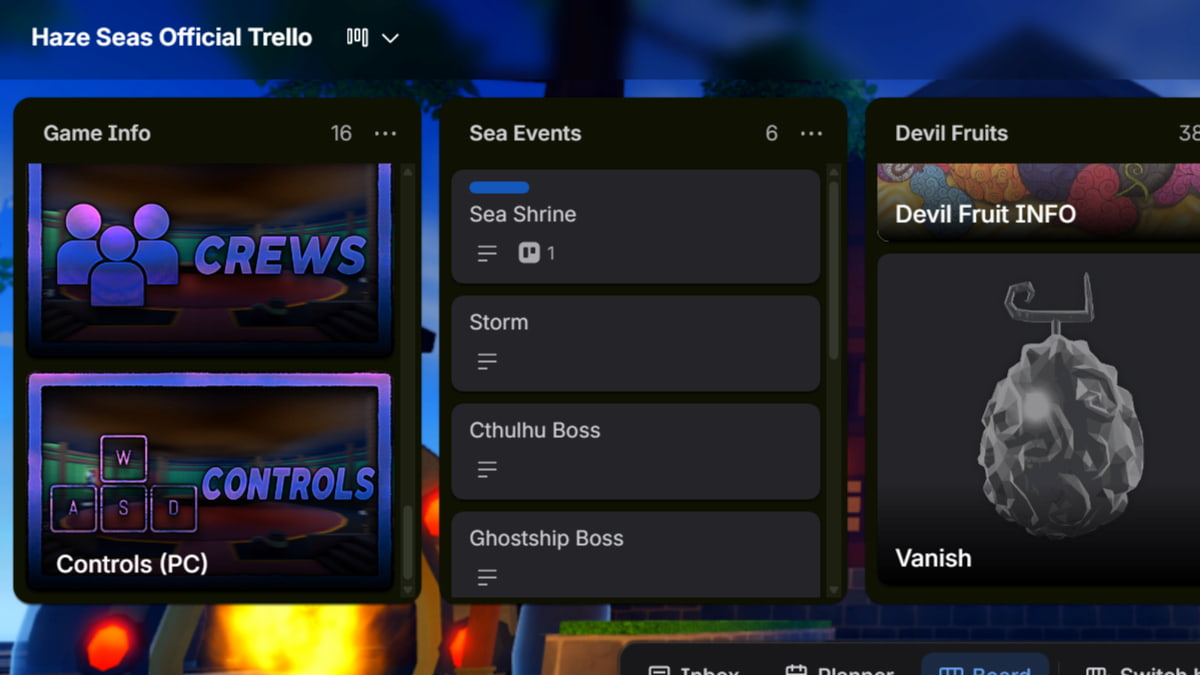 image showing the official Haze Seas Trello Board