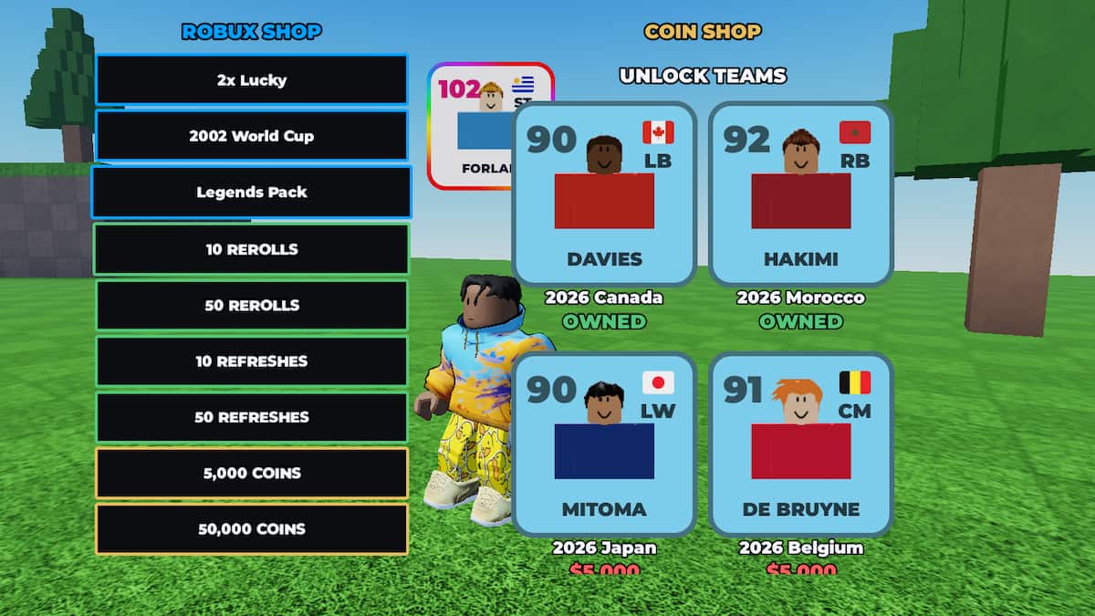 The Shop in Build A Soccer Squad