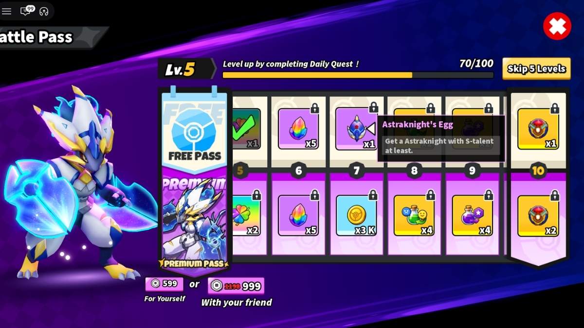 Astraknight's egg in Evomon Pass