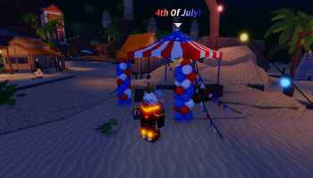 A player near the 4th of July Tent in Fisch
