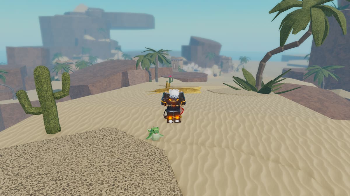 A player holding a Drylands fish
