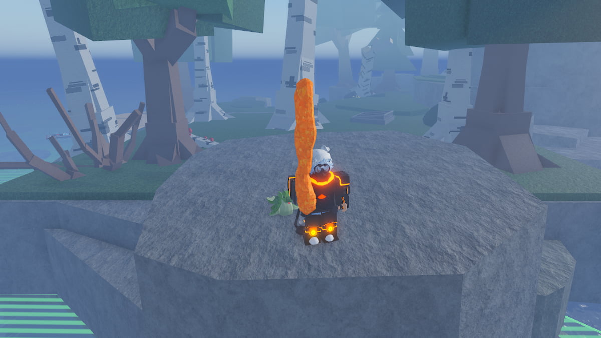 A player using the Cheeto Rod in Fisch
