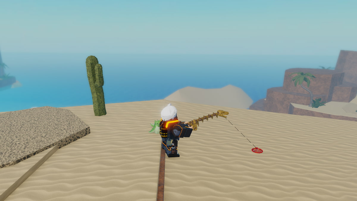 A player using the Marrow Rod in Fisch