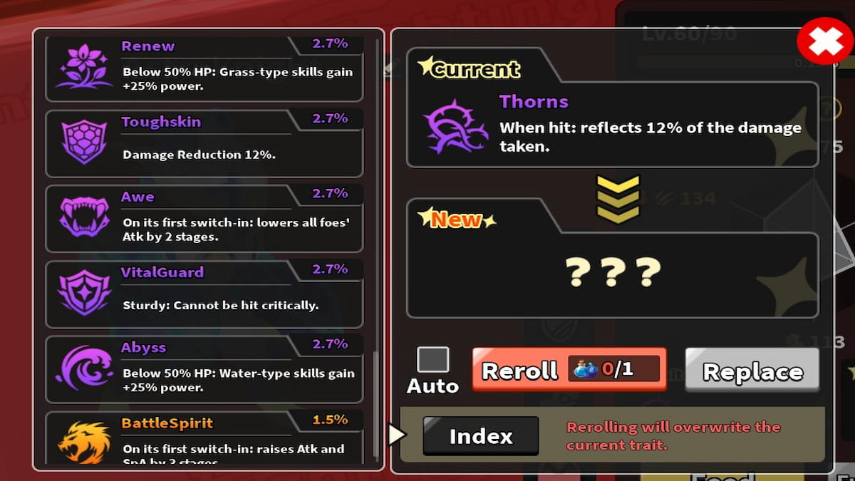 How to Reroll a Trait in Evomon