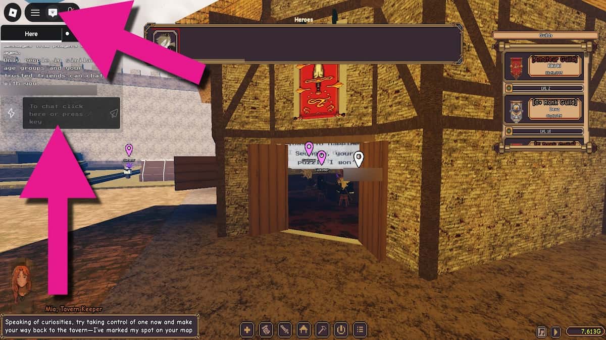 Guild Master Online chat box screenshot