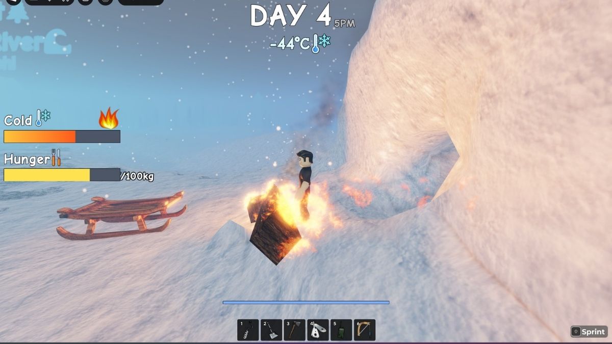 Surviving a blizzard in Survive 7 Days in Arctic