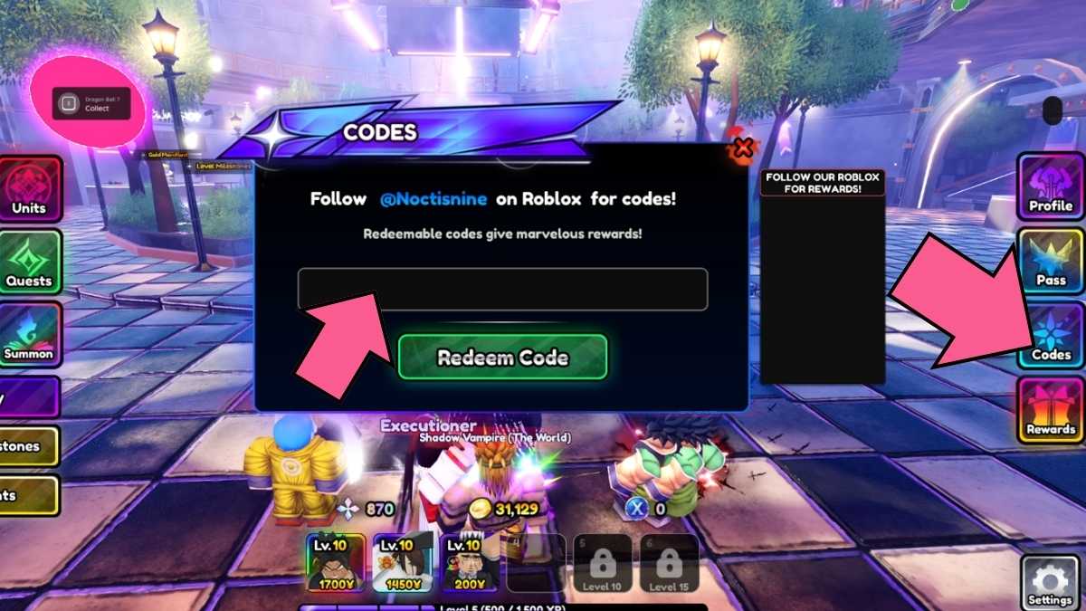 How to redeem codes in Anime Paradox X