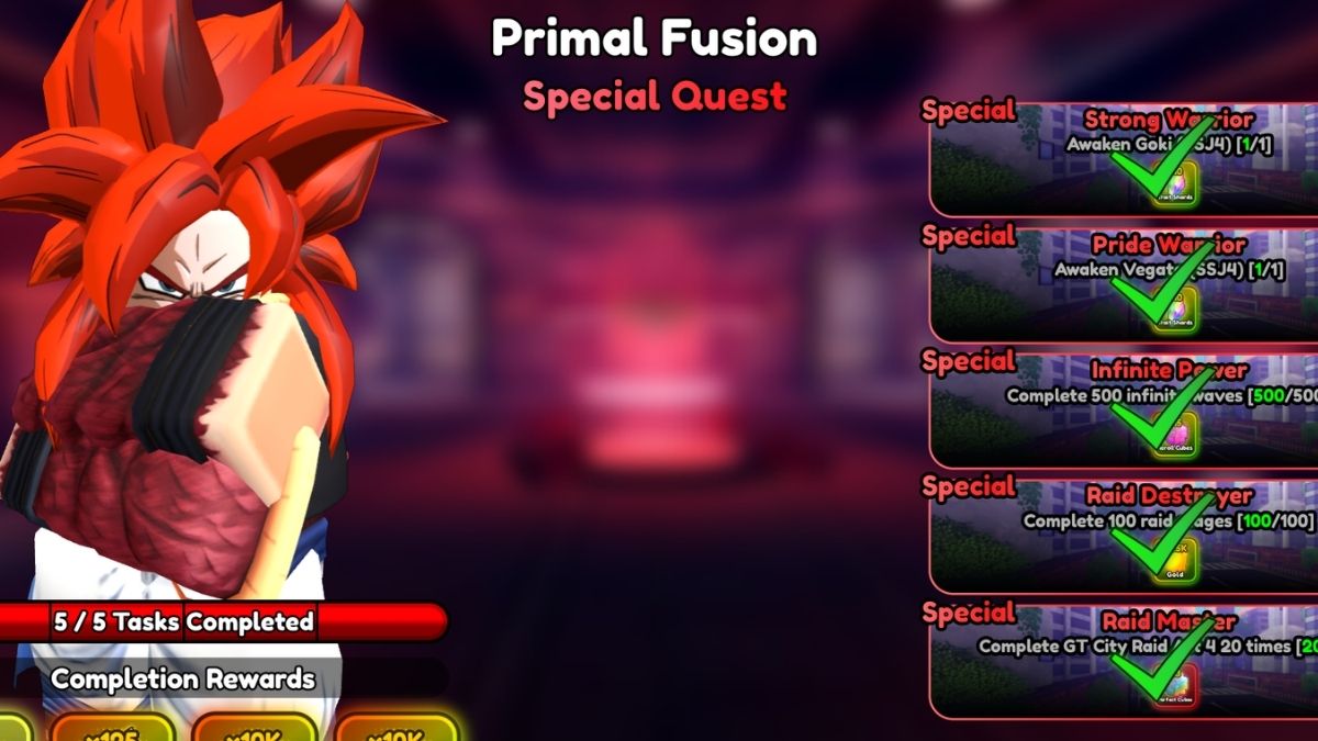 Primal fusion Special Quest requirements in Anime Squadron