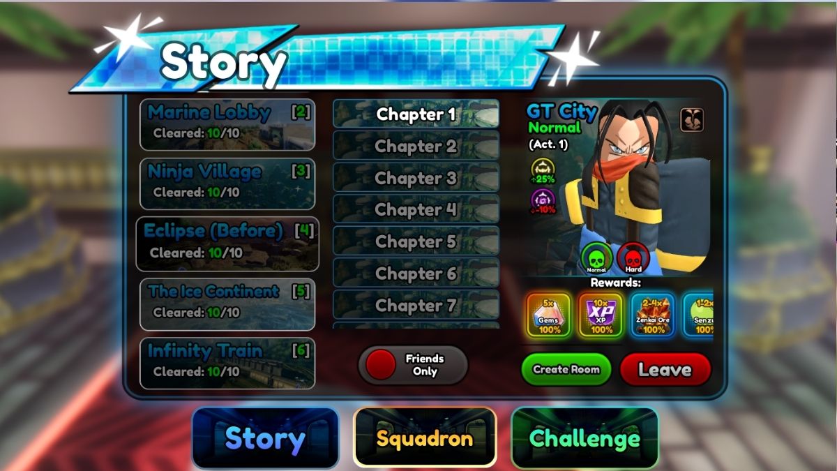 Story Stages list in Anime Squadron