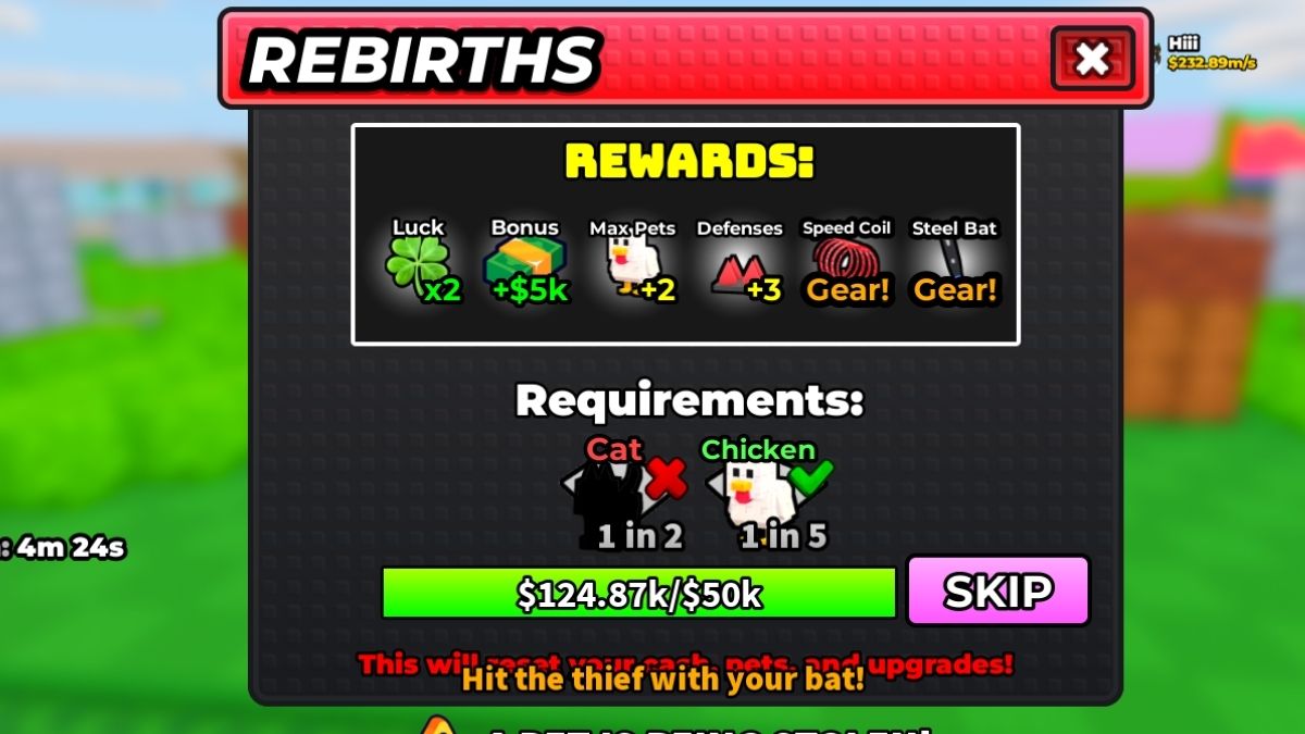 Rebirth option in Build a Base and Steal
