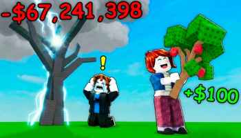 Greedy Growers featured artwork depicting the player crying over a dead tree and another player gloating with a live tree.