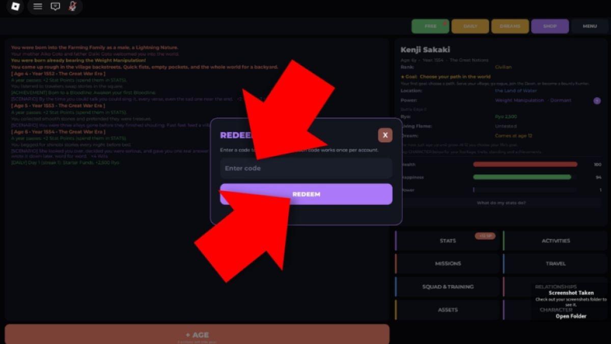 How to redeem BitShinobi codes