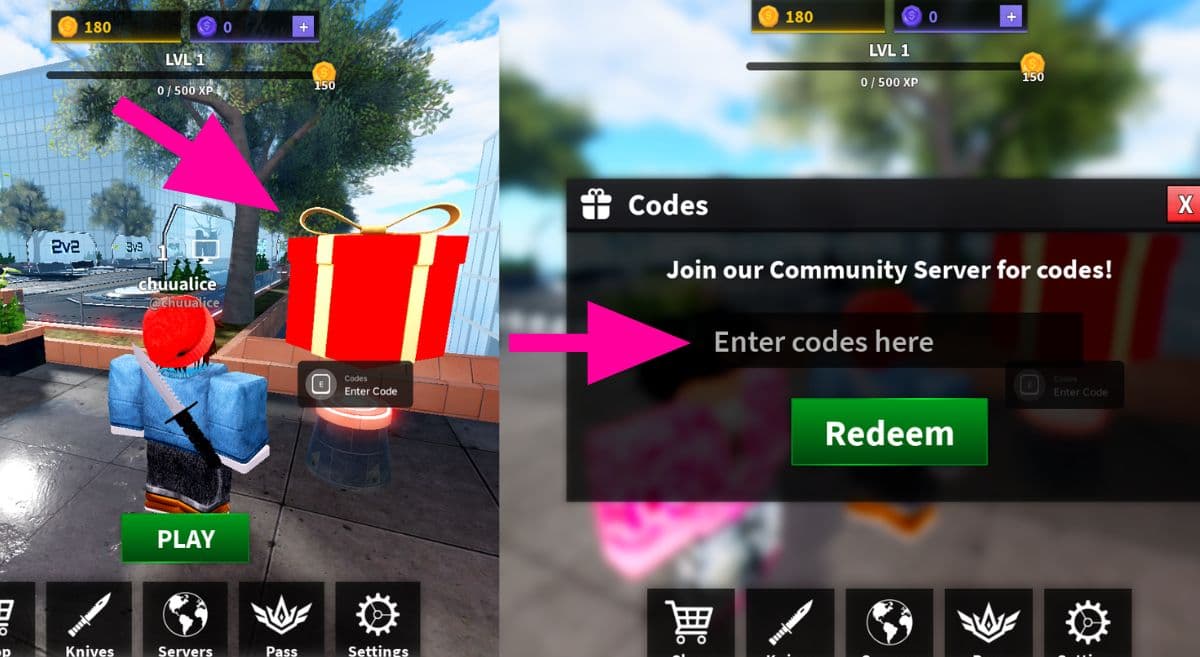 How to Redeem Codes in Knife Duels