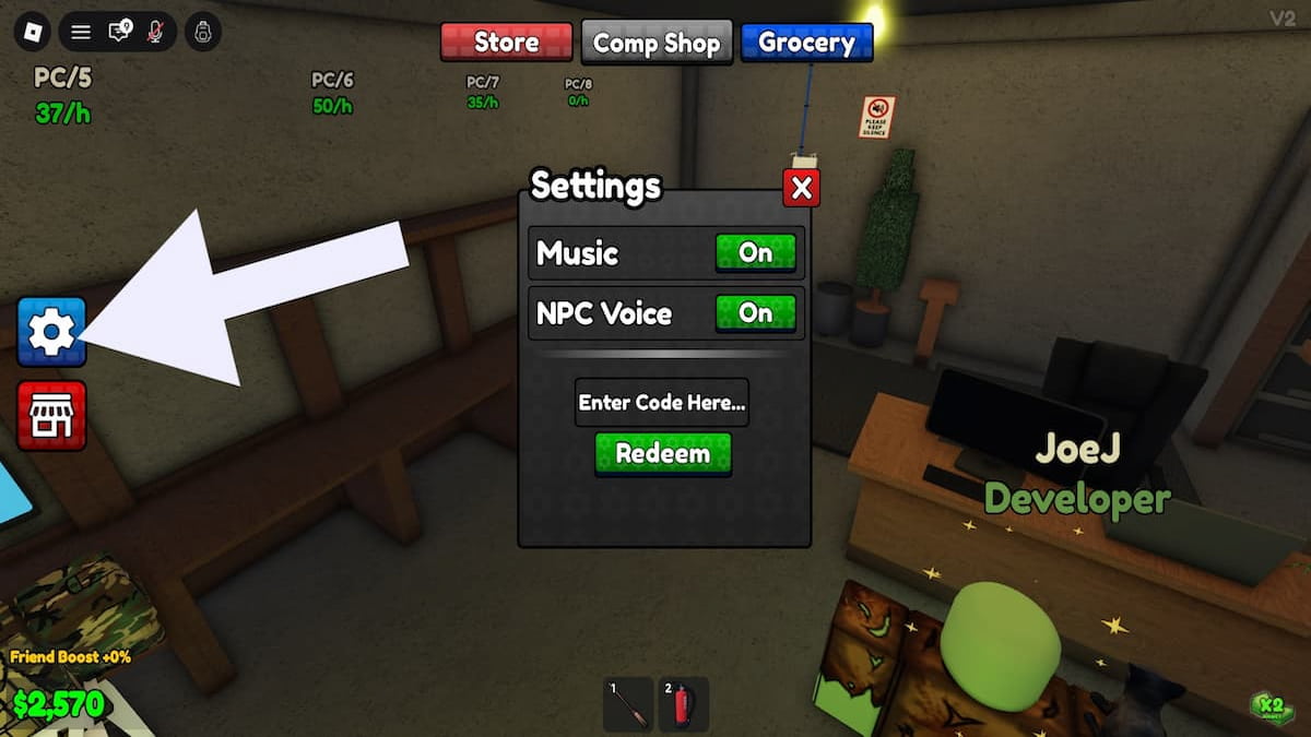 Arrow pointing to the Compshop settings.